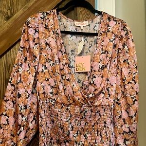 Leyden Floral Top with Pink and Black Pattern